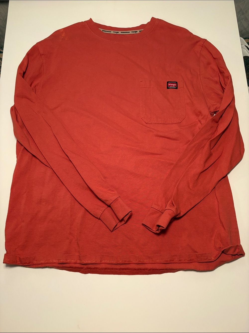 Wrangler Long Sleeve Pocket Tee - Coral Red